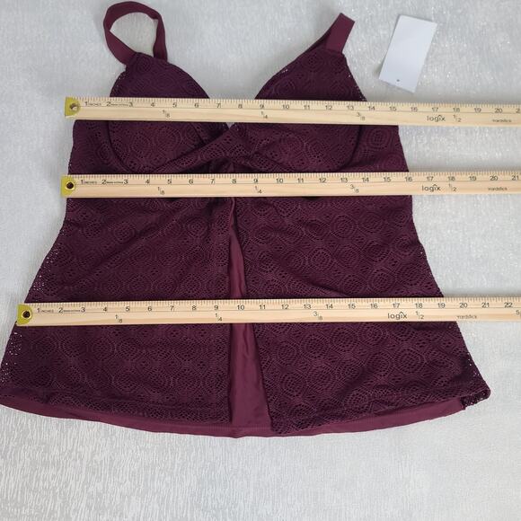 Meet Curve Swim crochet tankini top underwire lined maroon NWT size XL Maroon - Picture 5 of 10